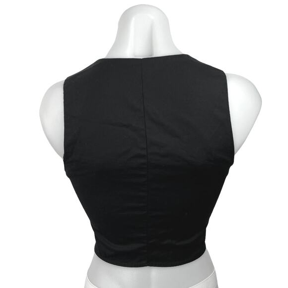 Reformation Black V Neck Sleeveless Button Front Cropped Vest Top Size 0 - Picture 6 of 9
